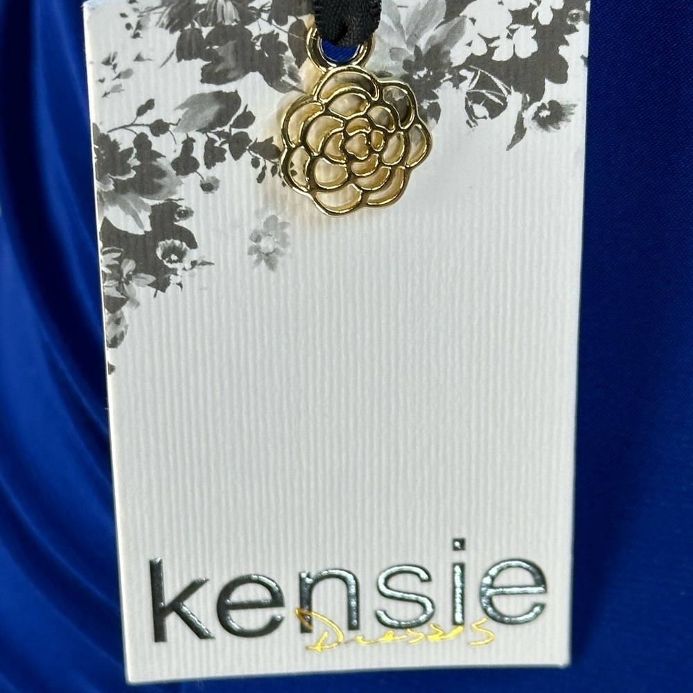 Kensie Short Sleeve Faux Wrap Side Ruched Midi Dress - Blue - size Small - Picture 12 of 13